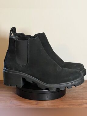 Steve Madden Hadlee, Black Suede Leather Heeled Chelsea Boot - US 13